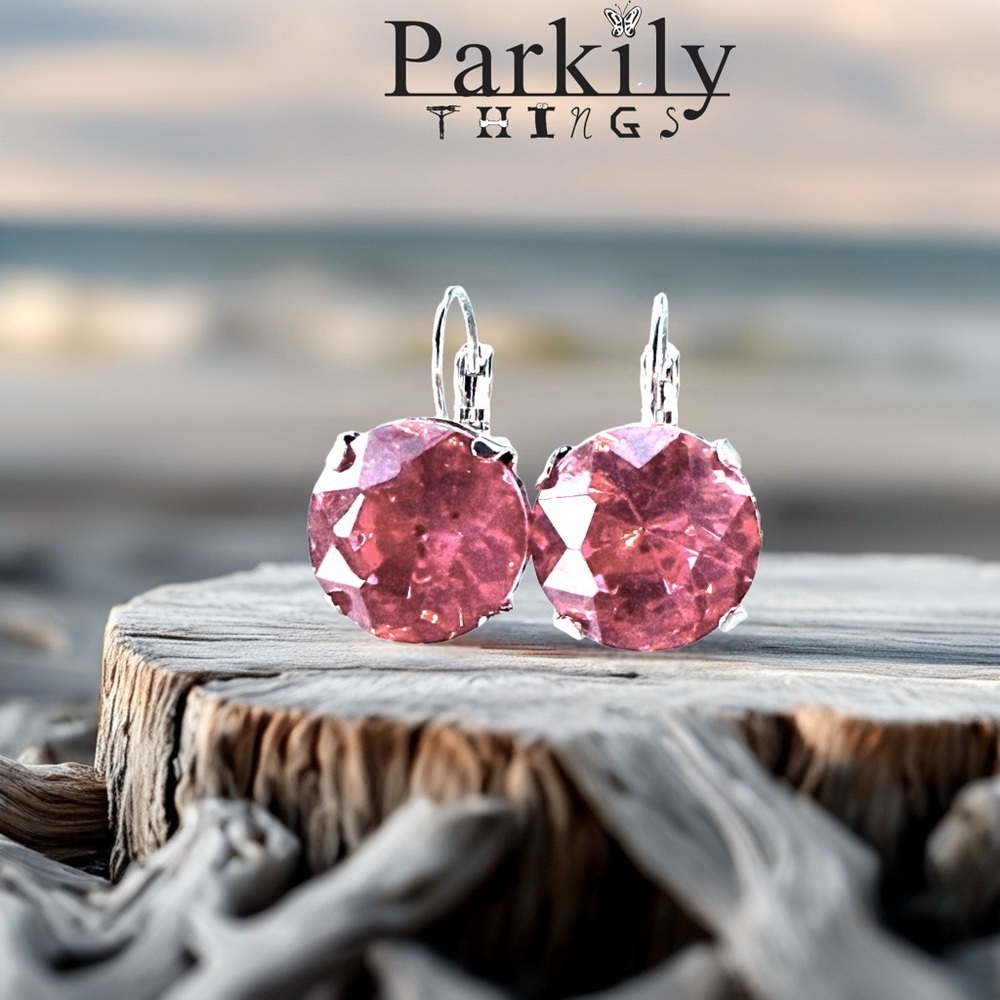 Handcrafted earrings with pink Austrian crystal